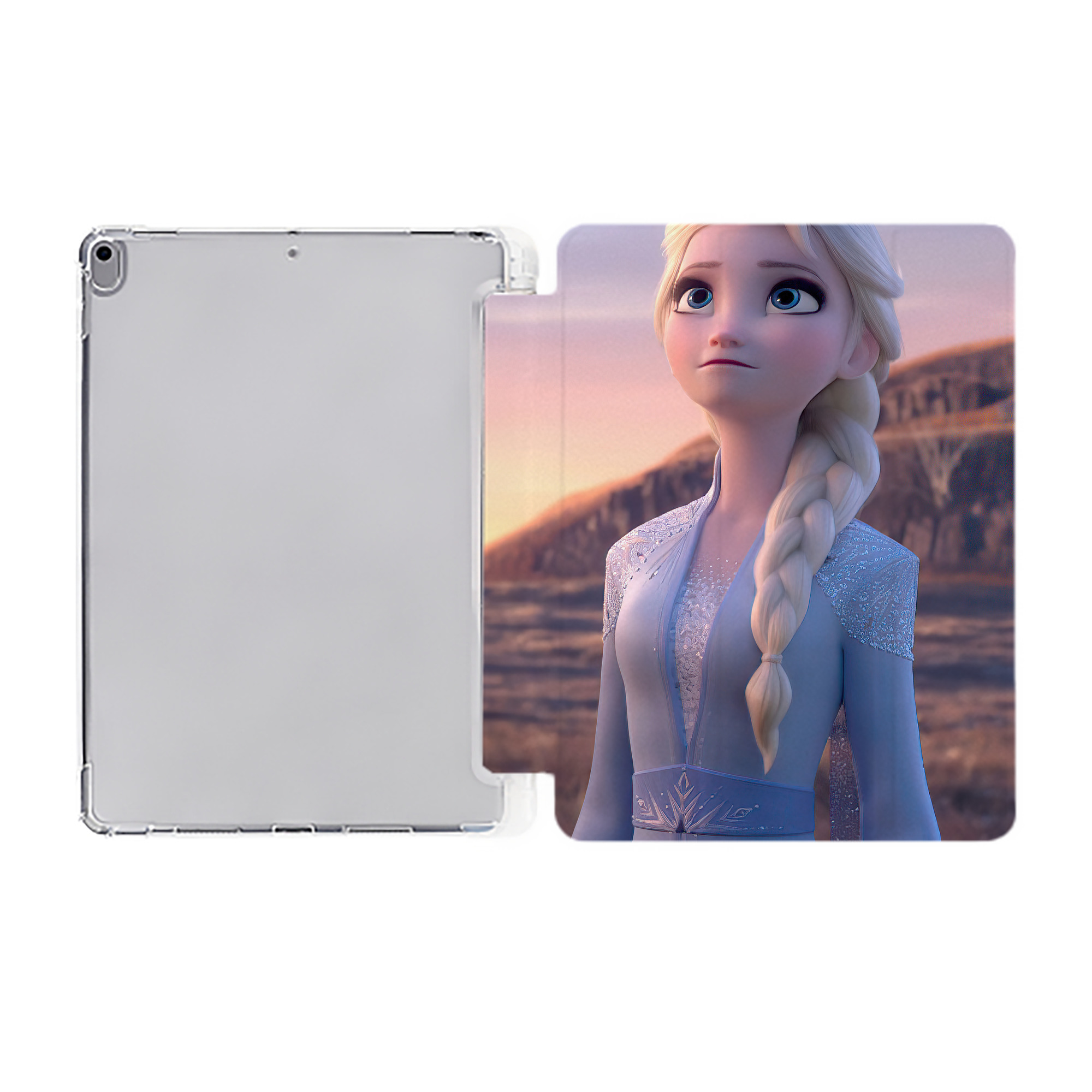 （画像用） アナと雪の女王 アンナ エルサ Frozen Anna Elsa IPad ケース ペン収納付き 三つ折りスタンド PUレザー×シリコン 対応機種9.5/10.5/10.9インチ